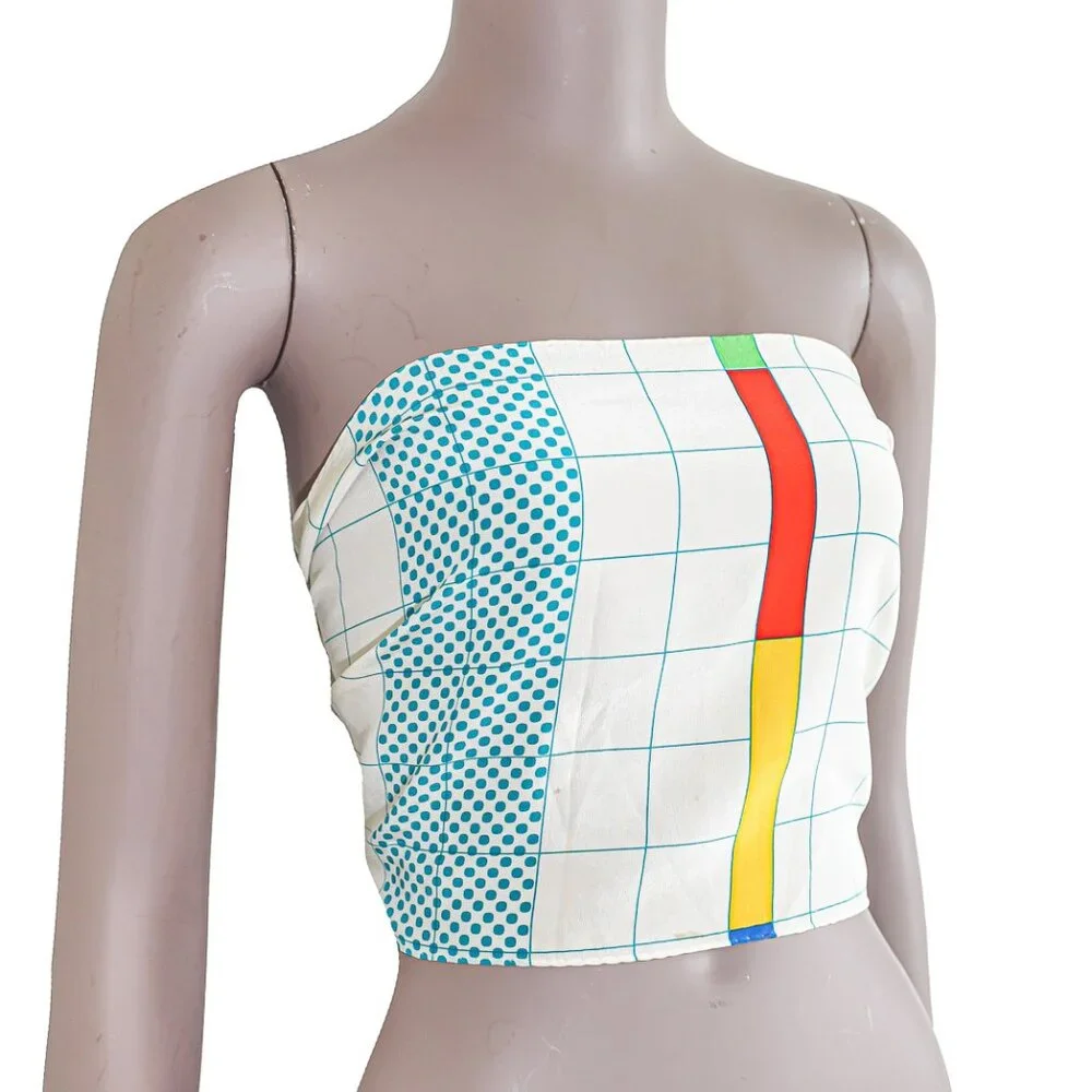 Saks Fifth Avenue Geometric Colorful Silk Scarf Lightweight Travel‎ Fringe Shawl
